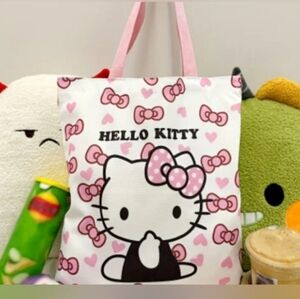 Nwot Hello Kitty Pink and White Canvas Tote Bag